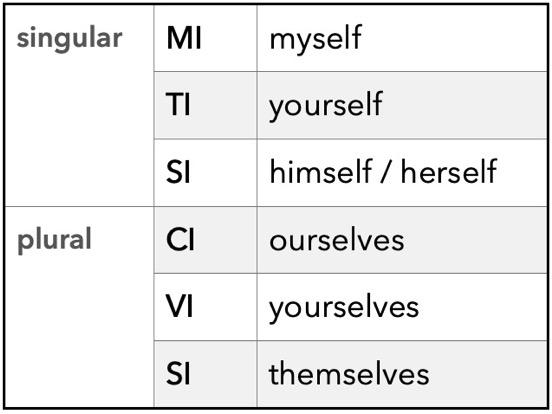 Reflexive pronouns in Italian