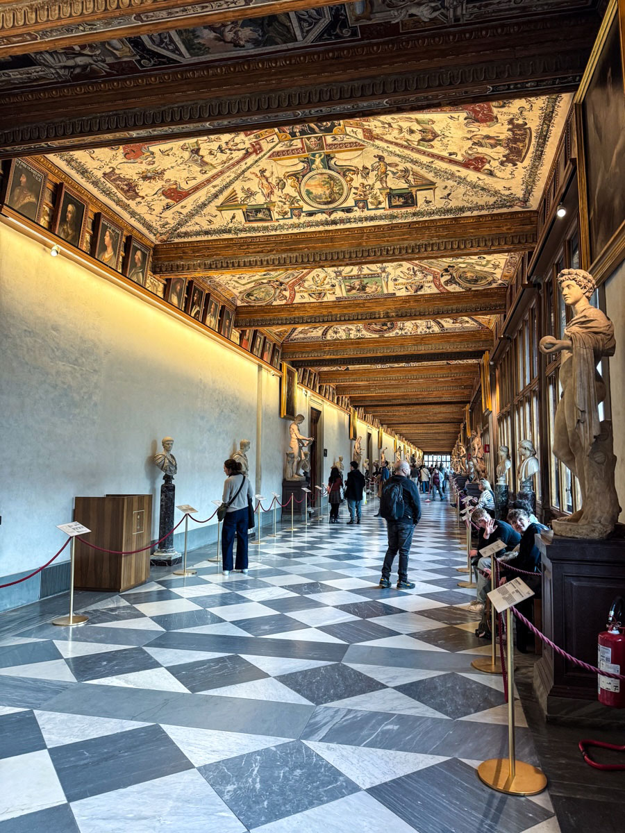 A corridor in the Uffizi Gallery in Florence